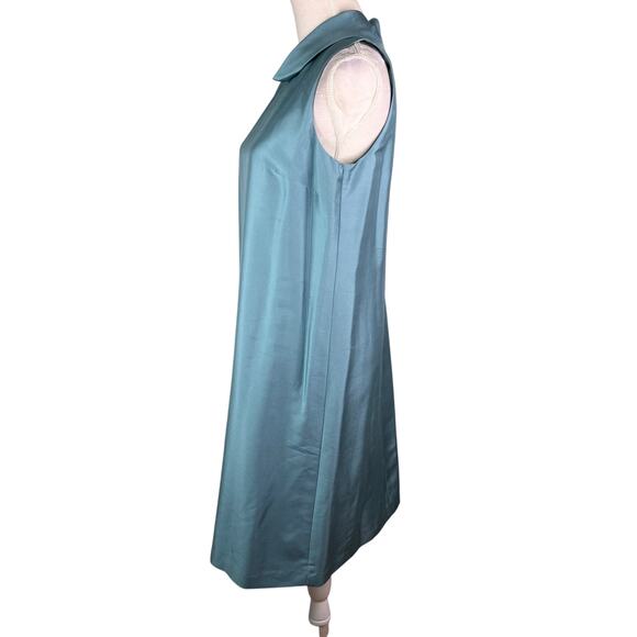 Talbots Elegant Silk Dress Lined Shift Retro 8 Sleeveless Blue New - Picture 9 of 14
